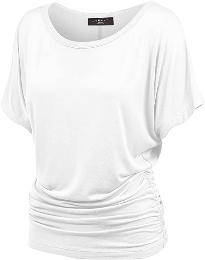 imagem MBJ Women's Solid Short Sleeve Boat Neck V 